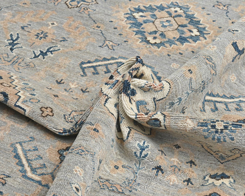 10x14 Kazak Gray Afghan Hand Knotted Geometric Wool Area Rug